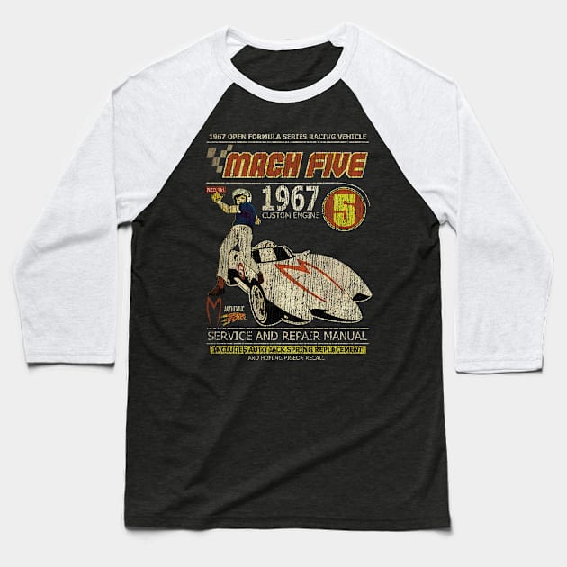 mach five vintage distrassed Baseball T-Shirt by alexandraronee